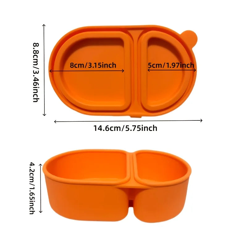 Silicone Two-Compartment Snack Container with Lid