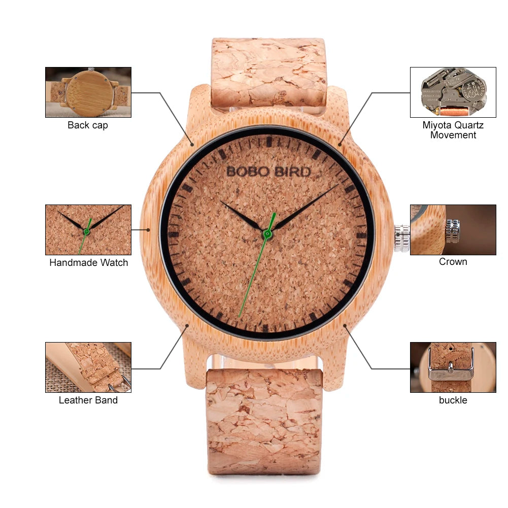 Handcrafted Bamboo Wood Watch — Unisex Quartz | BOBO BIRD