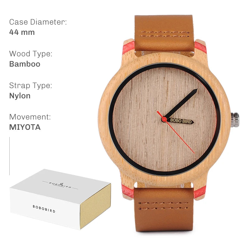 Handcrafted Bamboo Wood Watch — Unisex Quartz | BOBO BIRD