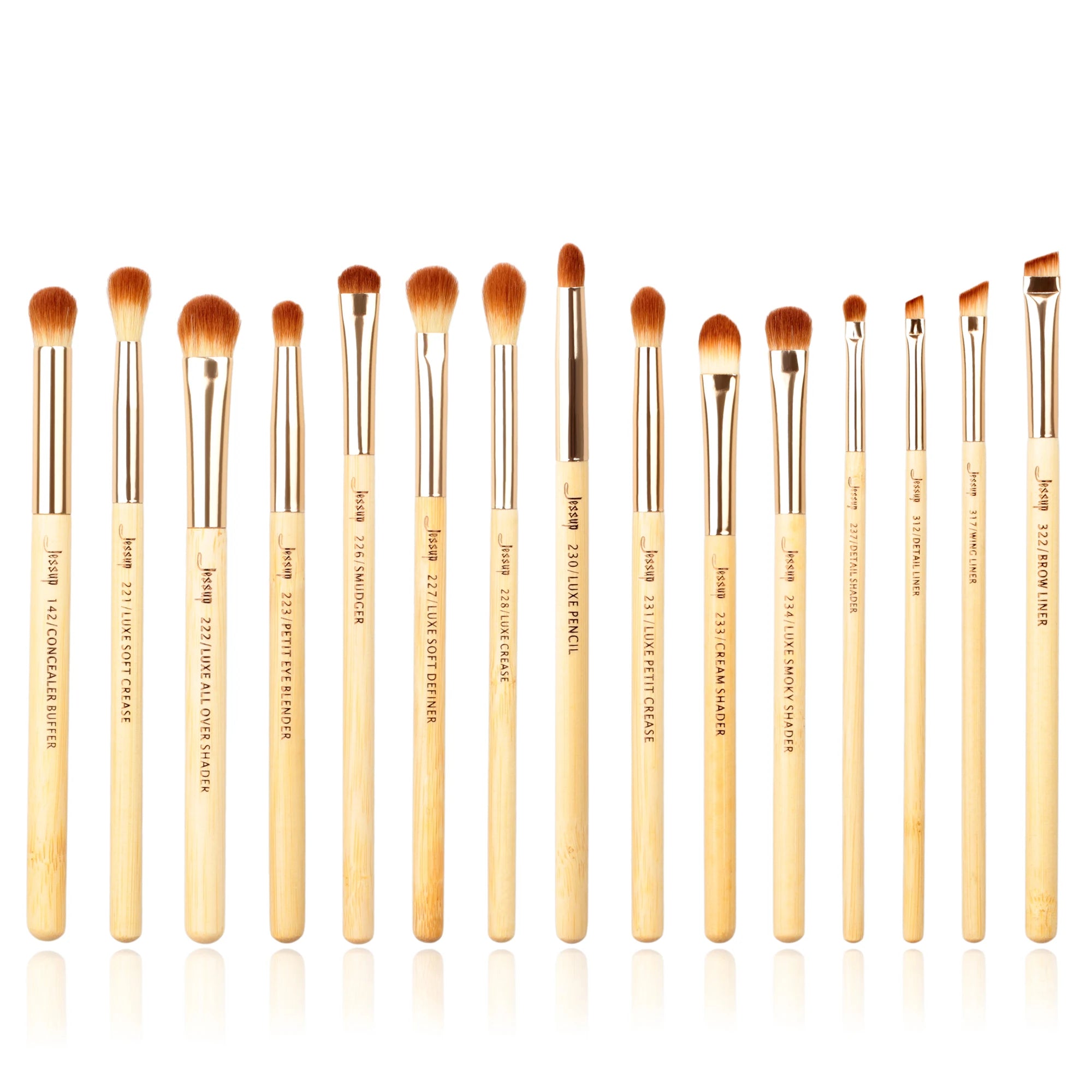 Jessup Bamboo Makeup Brush Set – Professional Synthetic Hair | 15, 20 & 25 Piece