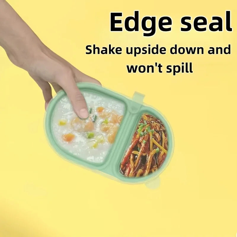Silicone Two-Compartment Snack Container with Lid