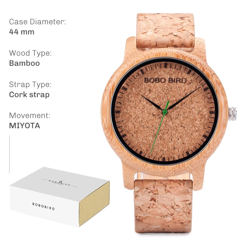 Handcrafted Bamboo Wood Watch — Unisex Quartz | BOBO BIRD