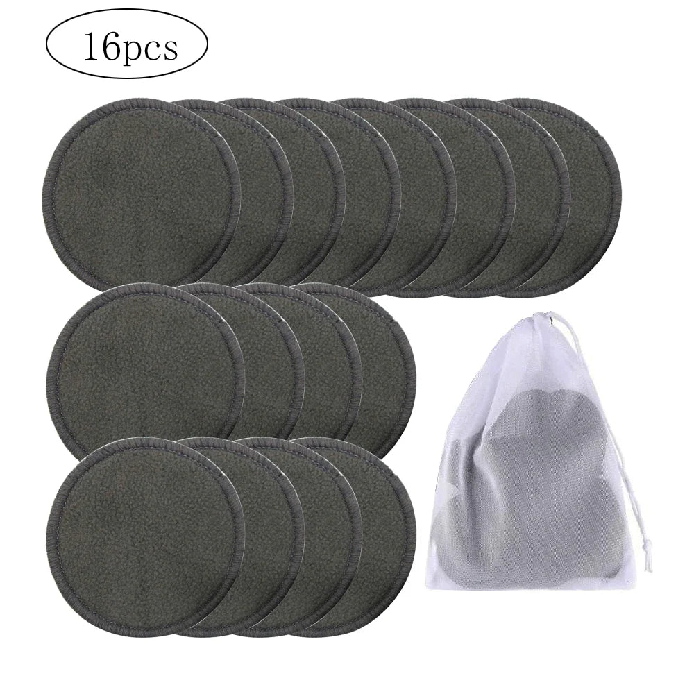 Black Bamboo Fibre Makeup Remover Pads — 10, 16 or 20-Pack | FOEONCO