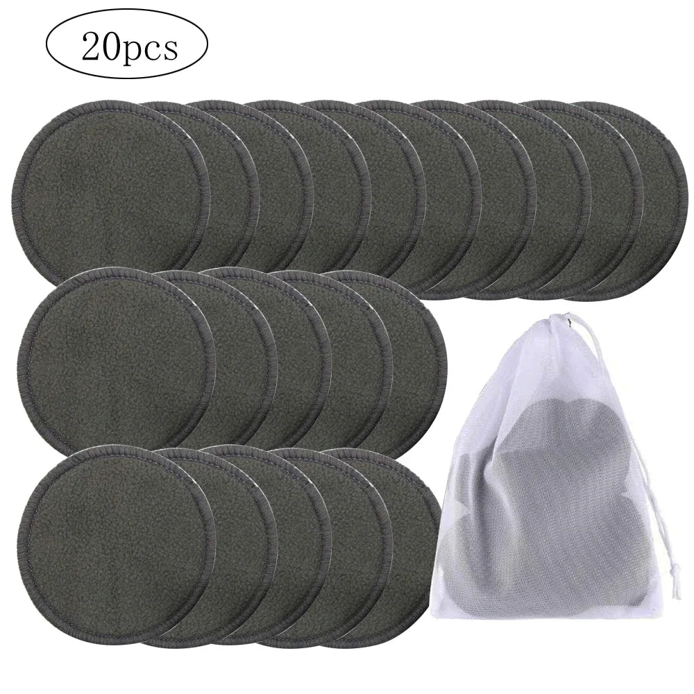 Black Bamboo Fibre Makeup Remover Pads — 10, 16 or 20-Pack | FOEONCO