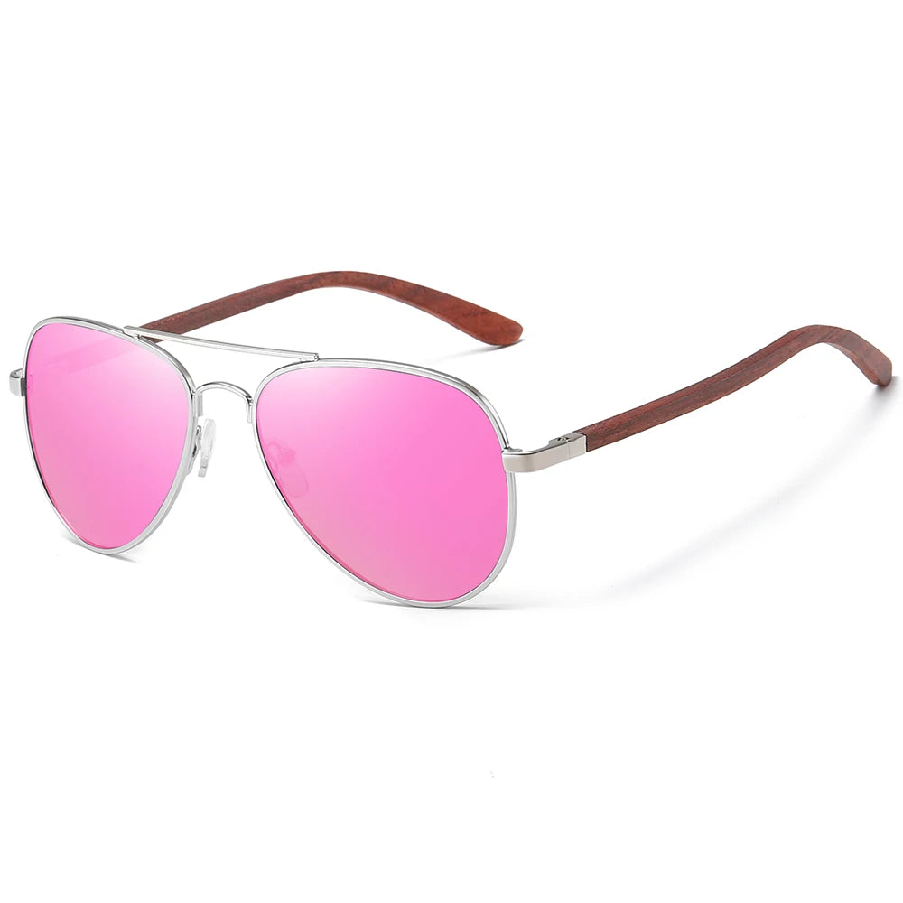 Polarized Sunglasses – Wood Leg & Metal Frame | UV400