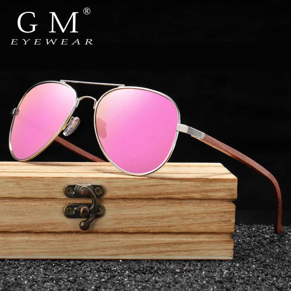 Polarized Sunglasses – Wood Leg & Metal Frame | UV400