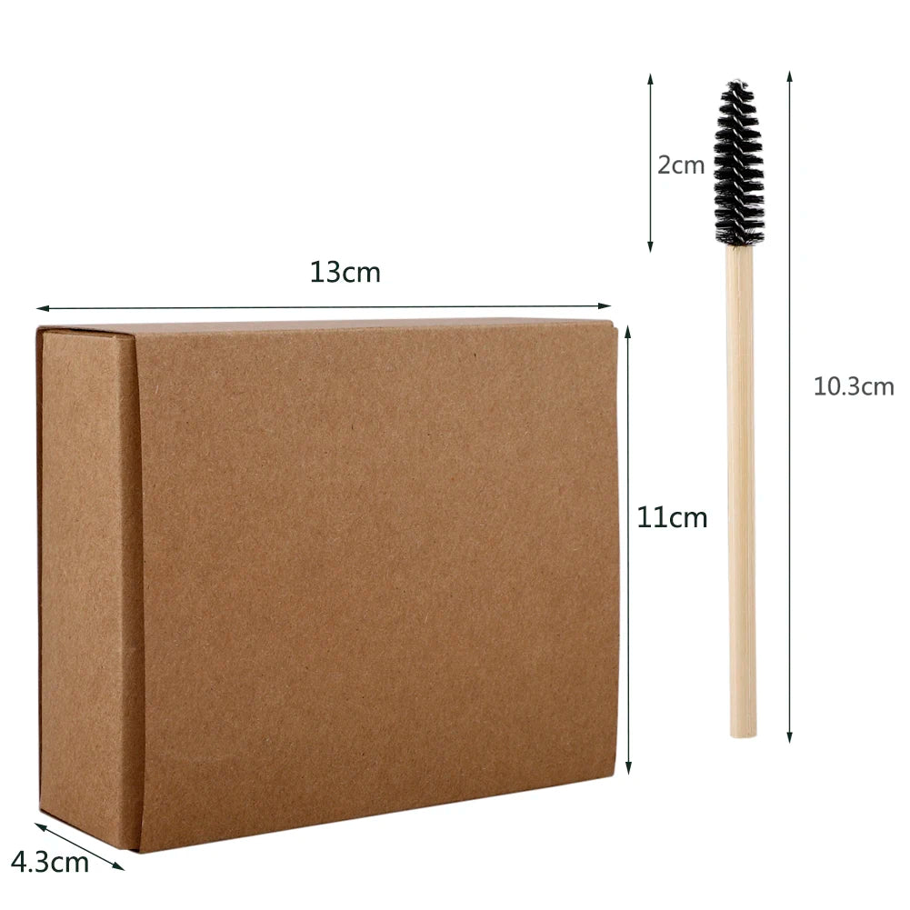 100pc Bamboo Handle Disposable Makeup Brushes | Lip & Eyelash | Eco-Friendly