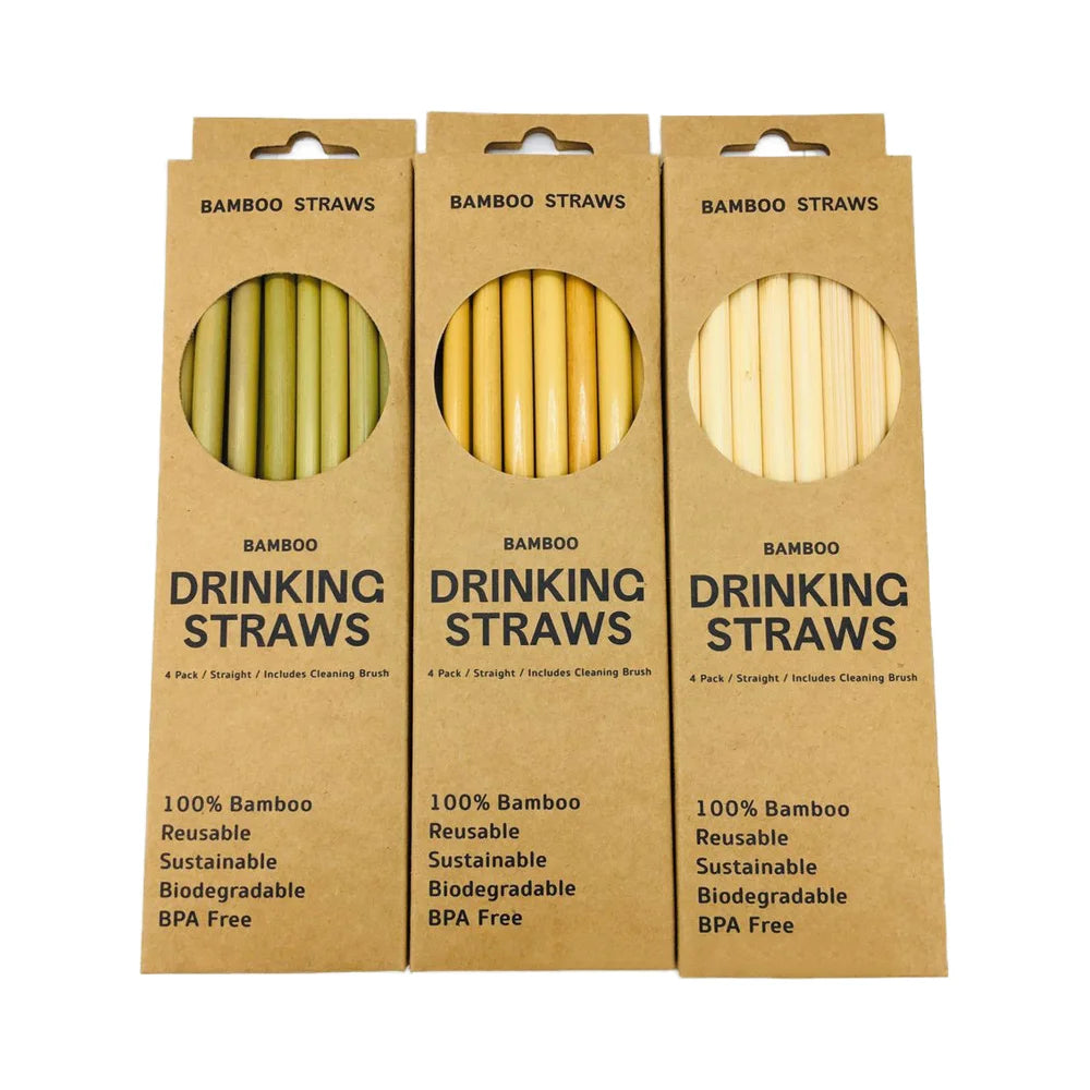 Reusable Bamboo Drinking Straws – Biodegradable & Compostable Eco Straw Set