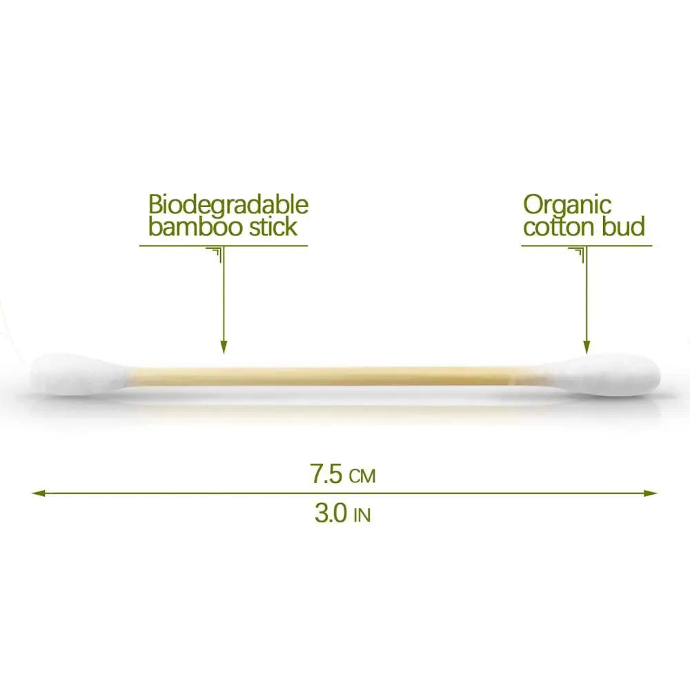 Eco-Friendly Bamboo Cotton Swabs - Biodegradable Double-Tipped Buds