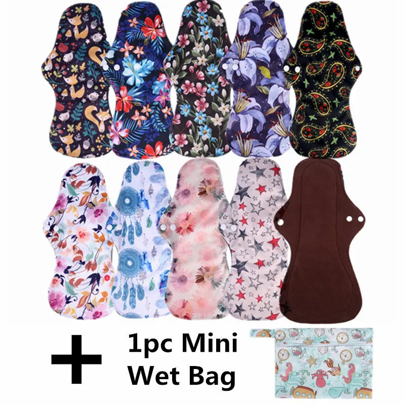Reusable Bamboo Charcoal Cloth Menstrual Pads – Heavy Flow / Overnight | 10-Pack