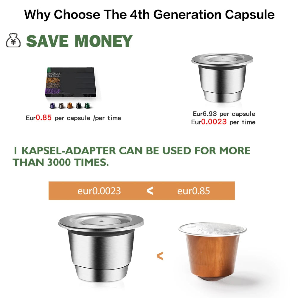 Reusable Stainless Steel Coffee Capsule — Compatible with Nespresso Machines