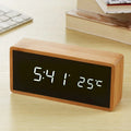 Bamboo LED Alarm Clock - Digital Mirror Clock with Temperature Display