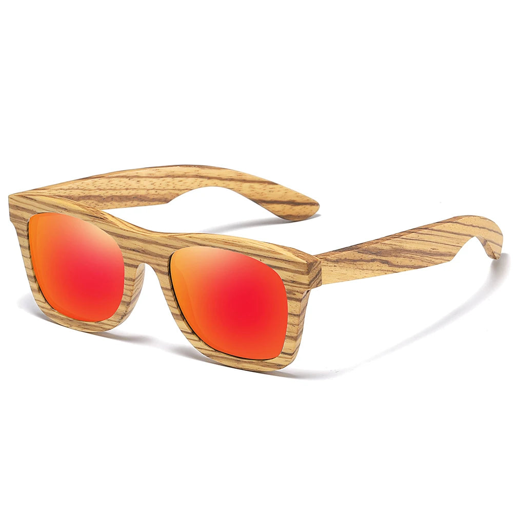 GM Zebra Wood Sunglasses – Slim Unisex Pilot Style | Polarized UV400 | Gift Box | Model 8561
