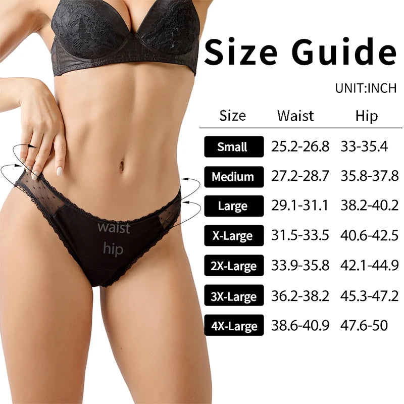 Women's Absorbent Period Briefs | Lace Trim | Reusable | XS–4XL