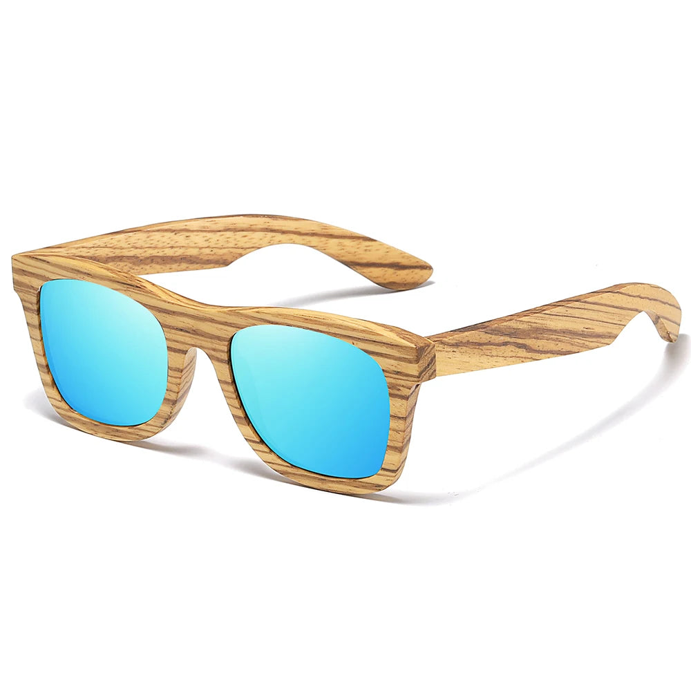 GM Zebra Wood Sunglasses – Slim Unisex Pilot Style | Polarized UV400 | Gift Box | Model 8561