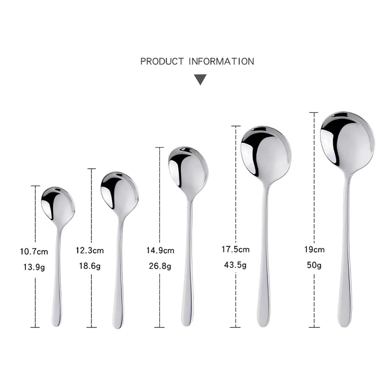 Mirror-Polished Stainless Steel Spoons – Coffee, Tea & Dessert Spoons in 5 Sizes