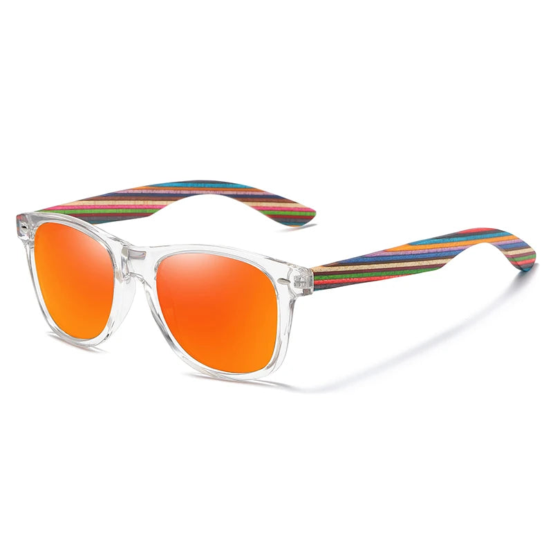 Polarised Sunglasses with Wooden Temples — UV400, Cat 3, Pilot Frame | S5062