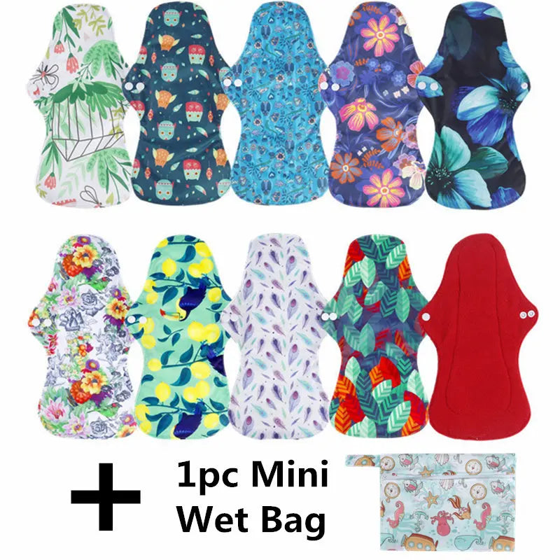 Reusable Bamboo Charcoal Cloth Menstrual Pads – Heavy Flow / Overnight | 10-Pack