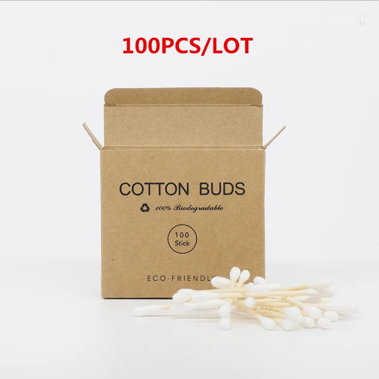 Eco-Friendly Bamboo Cotton Swabs - Biodegradable Double-Tipped Buds