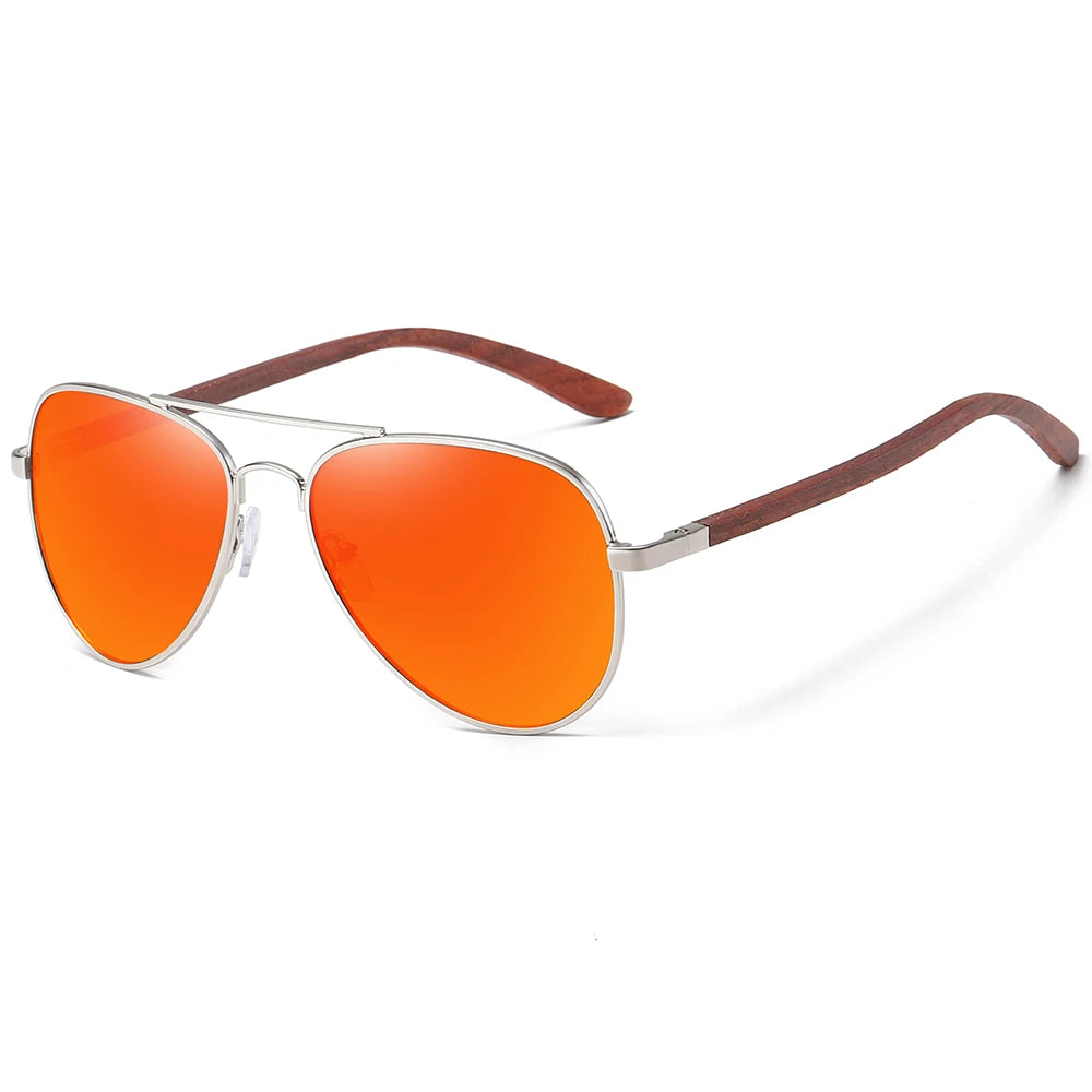 Polarized Sunglasses – Wood Leg & Metal Frame | UV400