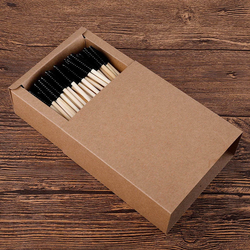 100pc Bamboo Handle Disposable Makeup Brushes | Lip & Eyelash | Eco-Friendly
