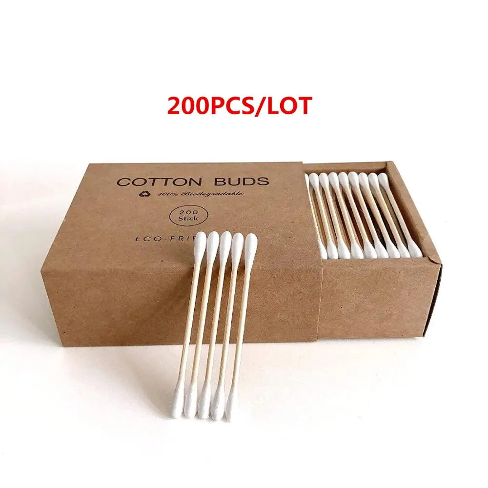 Eco-Friendly Bamboo Cotton Swabs - Biodegradable Double-Tipped Buds