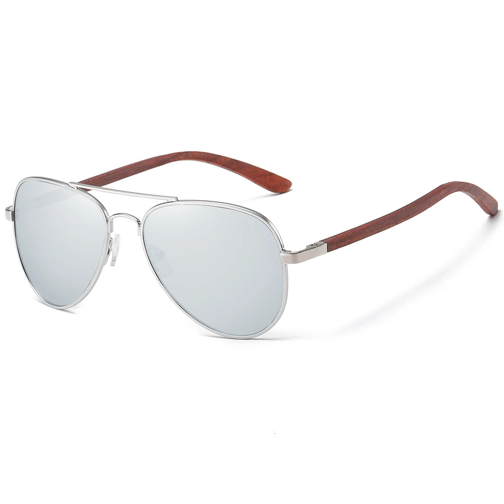 Polarized Sunglasses – Wood Leg & Metal Frame | UV400