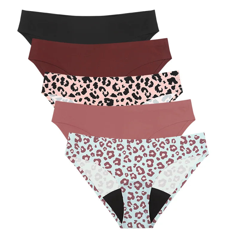 Seamless Low-Rise Period Underwear – 4-Layer, Solid & Leopard Print | S–XXL
