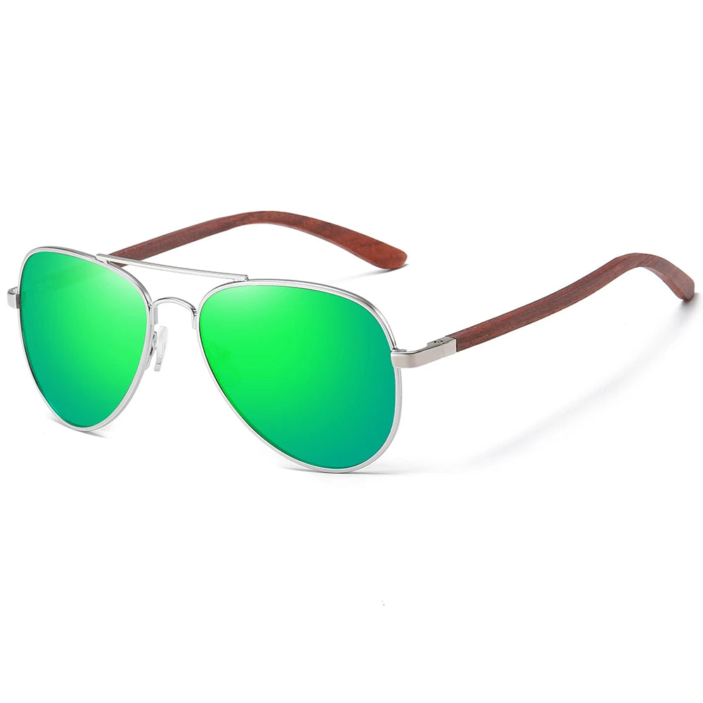 Polarized Sunglasses – Wood Leg & Metal Frame | UV400