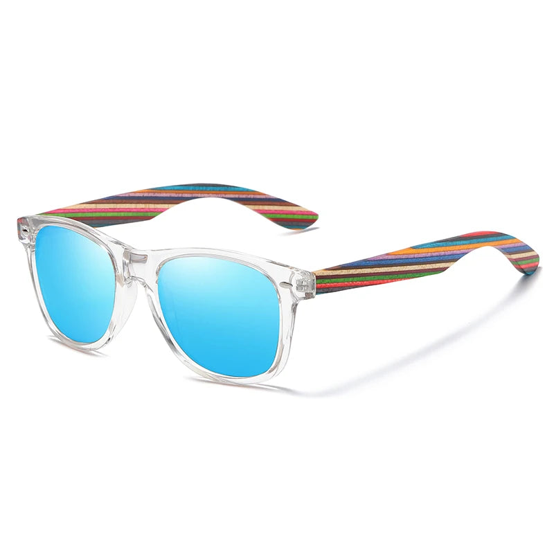 Polarised Sunglasses with Wooden Temples — UV400, Cat 3, Pilot Frame | S5062
