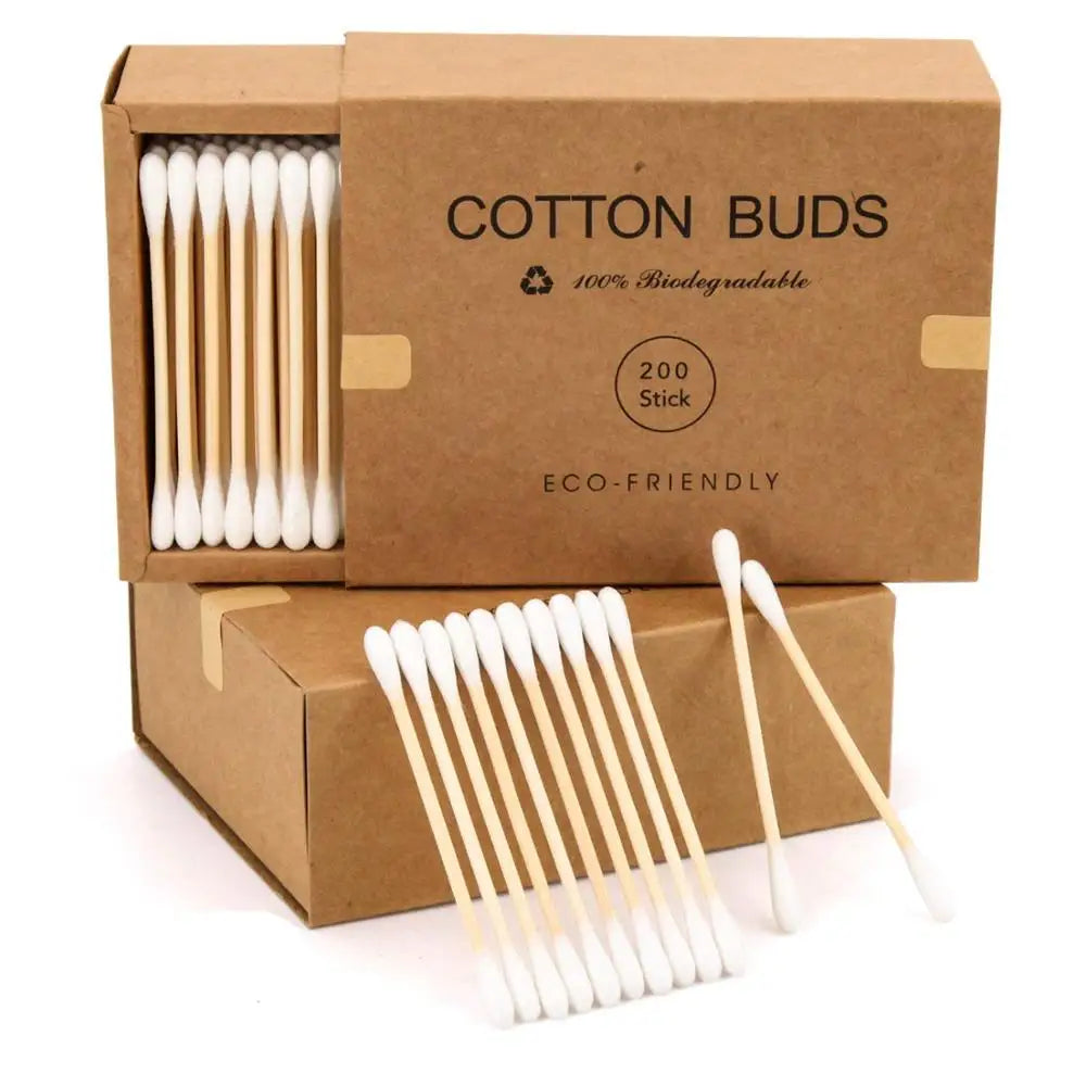 Eco-Friendly Bamboo Cotton Swabs - Biodegradable Double-Tipped Buds