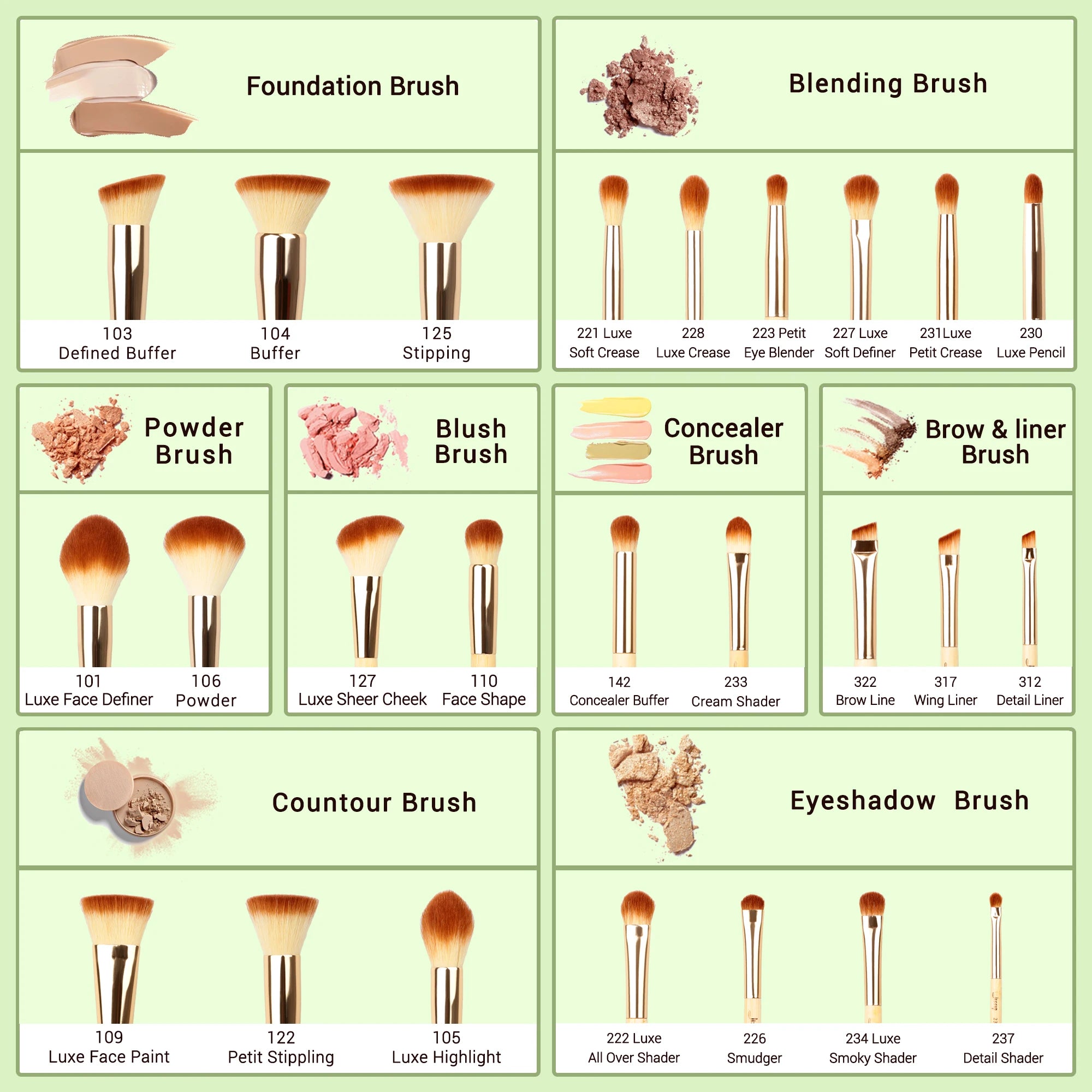 Jessup Bamboo Makeup Brush Set – Professional Synthetic Hair | 15, 20 & 25 Piece