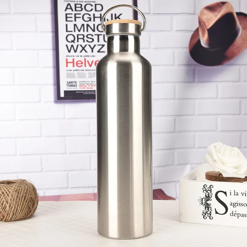 BenRussell Stainless Steel Vacuum Flask with Bamboo Lid – 350ml to 1000ml