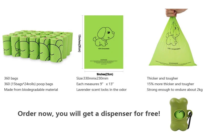 Biodegradable Dog Poop Bags | Corn Starch | Leak-Proof | 8, 24 & 30 Roll Packs