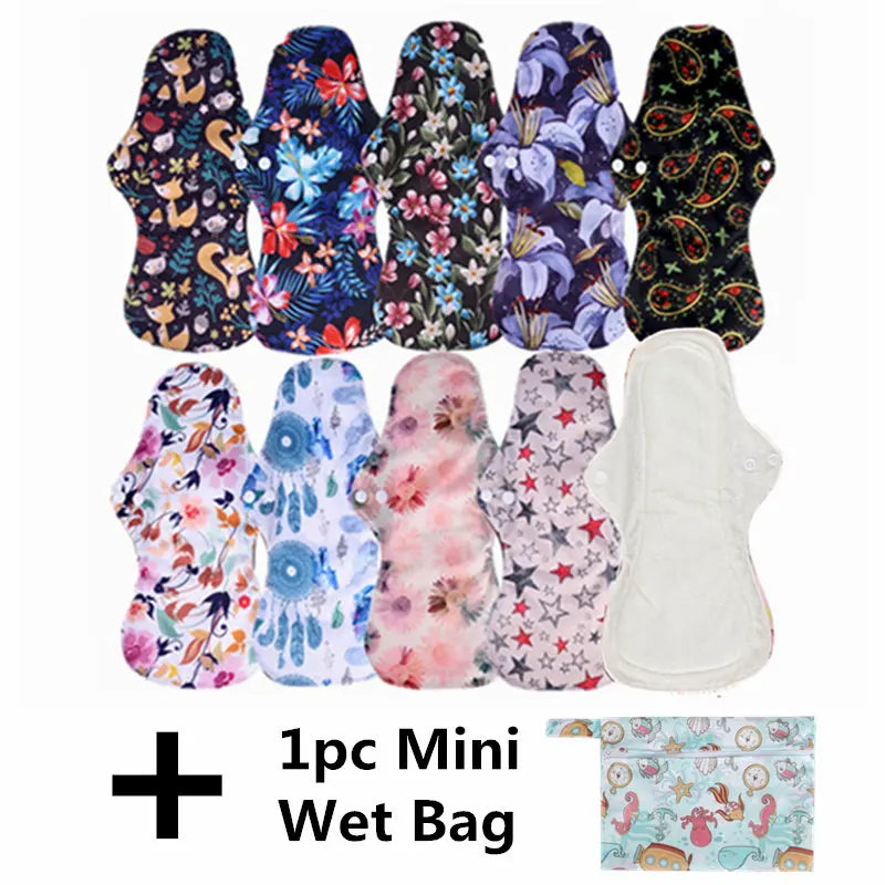 Reusable Bamboo Charcoal Cloth Menstrual Pads – Heavy Flow / Overnight | 10-Pack
