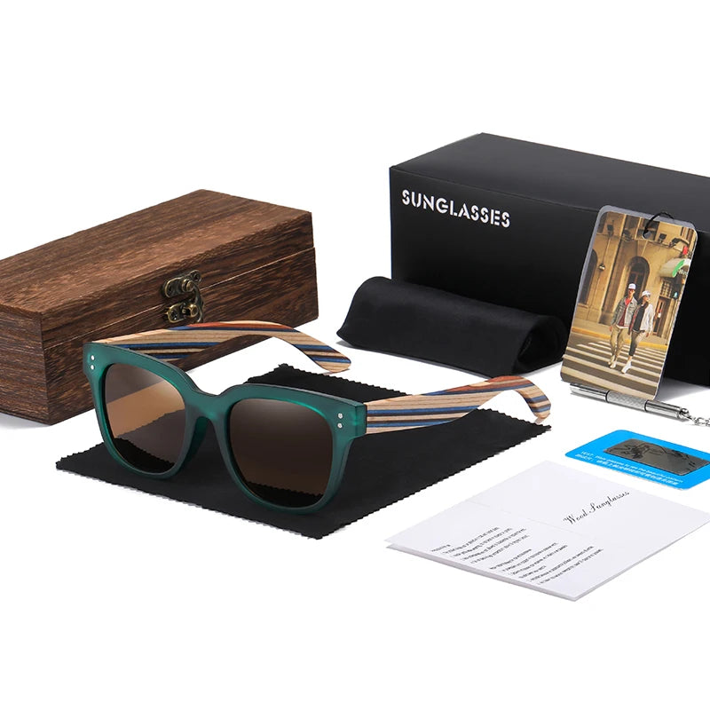 Wood Sunglasses – Polarized UV400 Lenses | Unisex Pilot Style