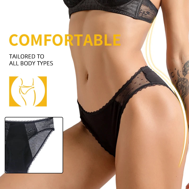 Women's Absorbent Period Briefs | Lace Trim | Reusable | XS–4XL