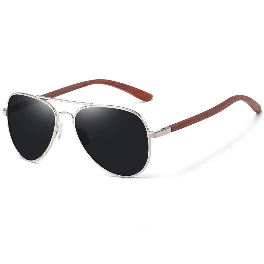 Polarized Sunglasses – Wood Leg & Metal Frame | UV400