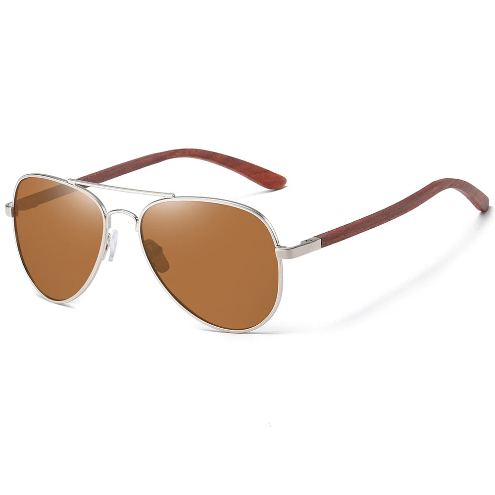Polarized Sunglasses – Wood Leg & Metal Frame | UV400