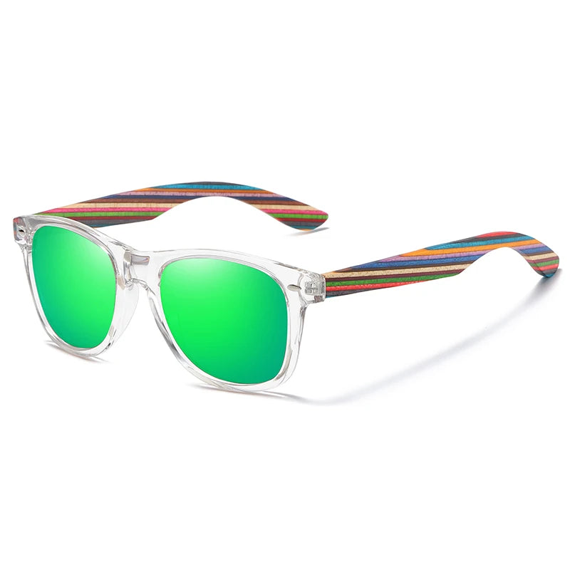 Polarised Sunglasses with Wooden Temples — UV400, Cat 3, Pilot Frame | S5062