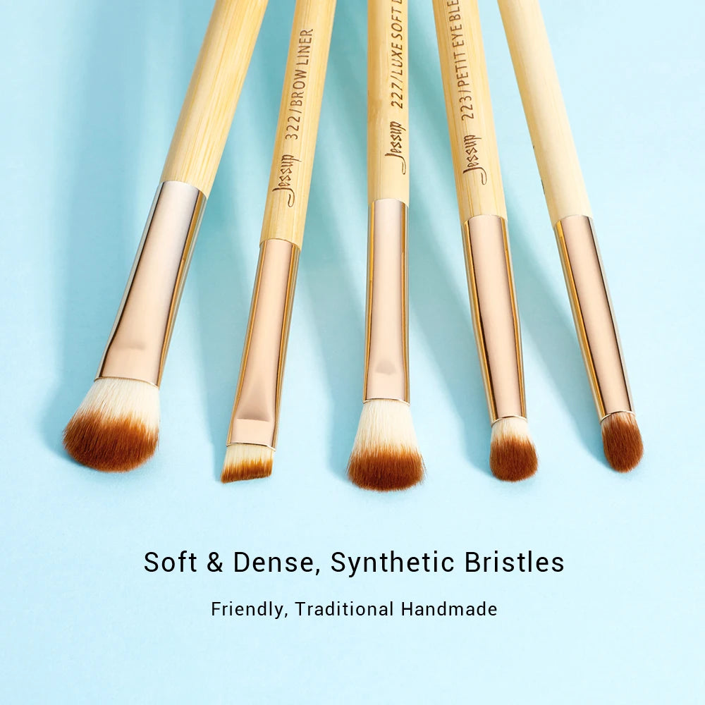Jessup 15-Piece Bamboo Eye Makeup Brush Set | Professional Concealer, Eyeshadow & Liner Brushes