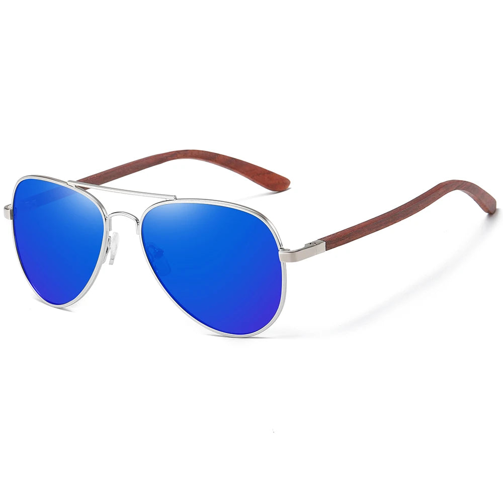 Polarized Sunglasses – Wood Leg & Metal Frame | UV400