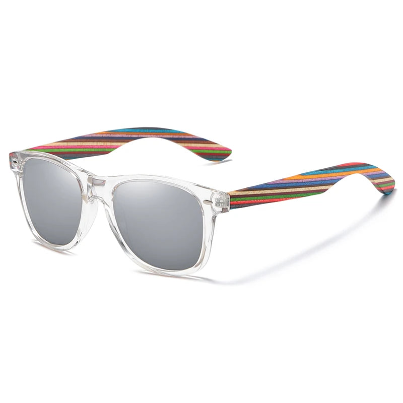 Polarised Sunglasses with Wooden Temples — UV400, Cat 3, Pilot Frame | S5062