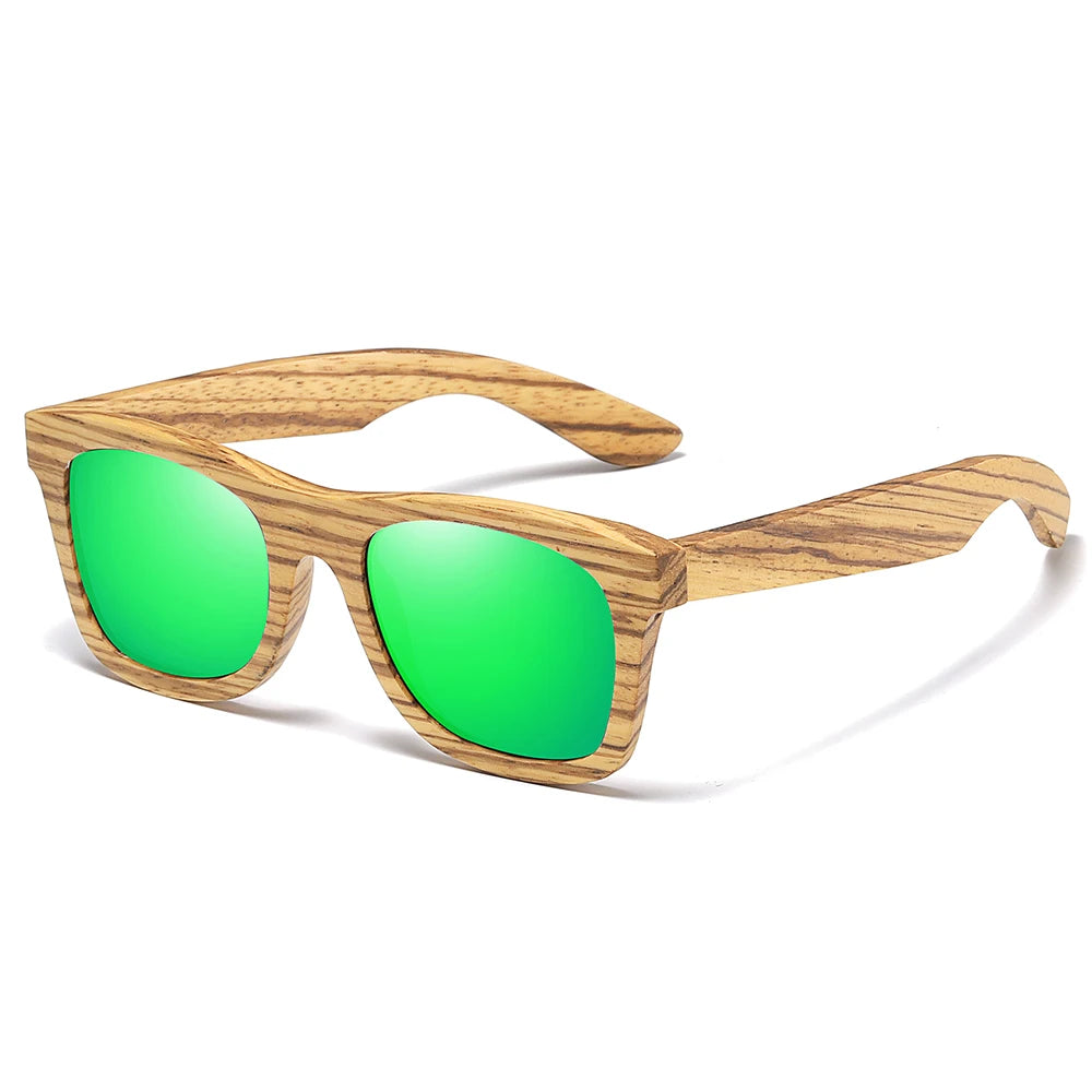 GM Zebra Wood Sunglasses – Slim Unisex Pilot Style | Polarized UV400 | Gift Box | Model 8561