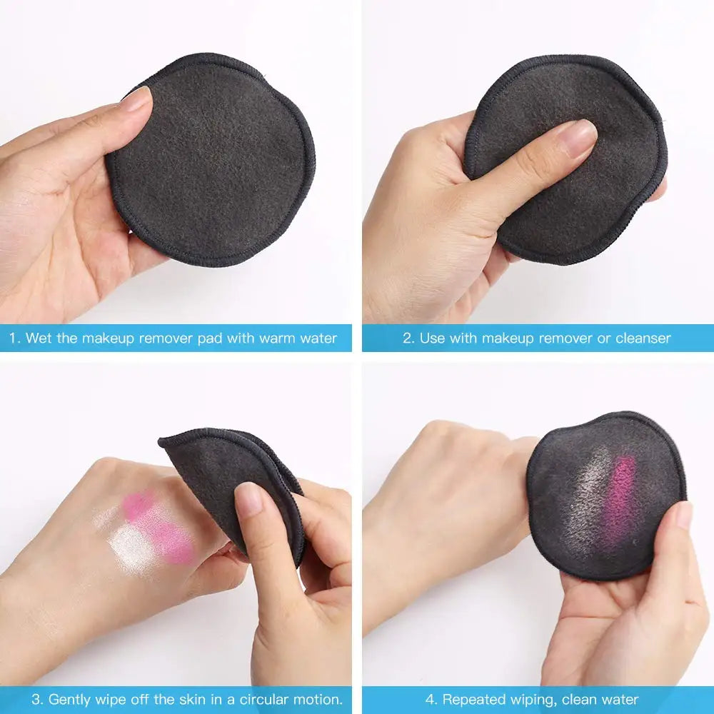 Black Bamboo Fibre Makeup Remover Pads — 10, 16 or 20-Pack | FOEONCO