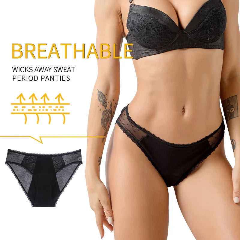 Women's Absorbent Period Briefs | Lace Trim | Reusable | XS–4XL