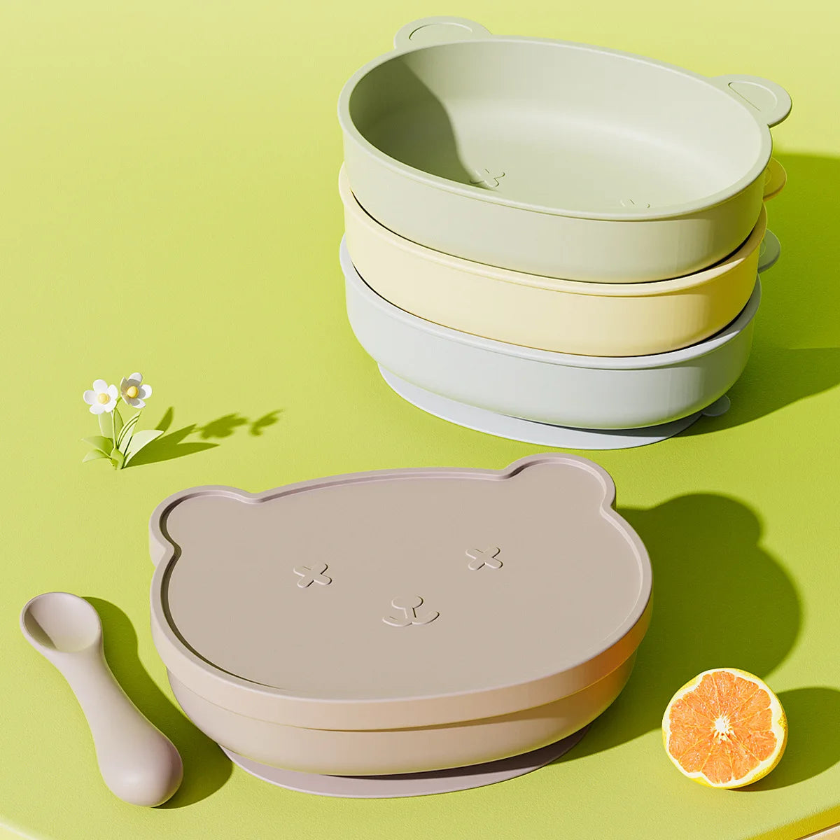 Baby Silicone Suction Plate with Lid | Anti-Slip Toddler Feeding Plate