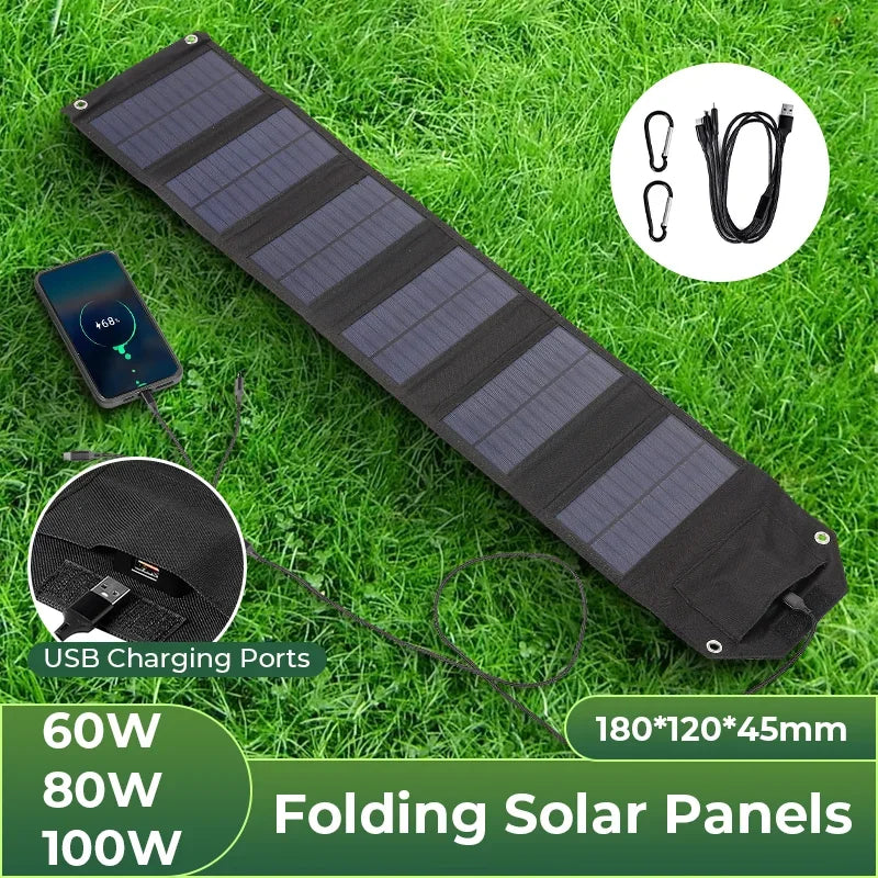 Foldable Solar Panel Charger 60W / 80W / 100W | USB 5V | luxuglow