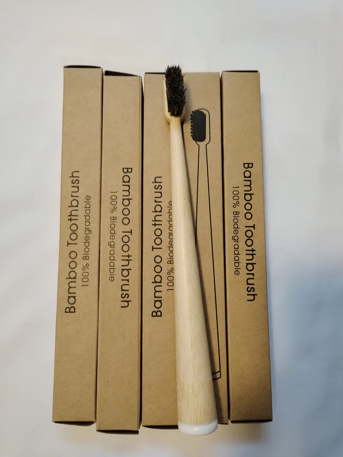 5-Pack Horse Bristle Bamboo Toothbrushes — Hard Bristle, Plastic-Free
