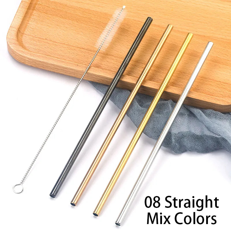 Reusable Stainless Steel Drinking Straws with Cleaning Brush